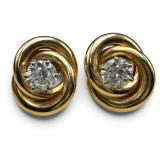 14k Diamond & Knot Enhancer Earrings, 0.90CTW