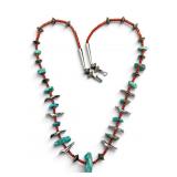 Silver, Turquoise, Coral Zuni Fetish Necklace