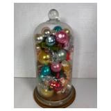 Antique 20-Inch Glass Dome With Vintage Ornaments