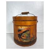 Antique Wooden Firkin Bucket with Fruit Label