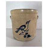 Antique Blue Decorated 4-Gallon Stoneware Crock