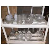 Vintage Glass Lighting Shades and Rolling Wine Rac