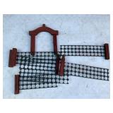 Vintage Wood and Stamped Metal Toy Fence Set