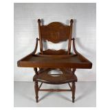 Antique Carved Wood Convertible Highchair Potty