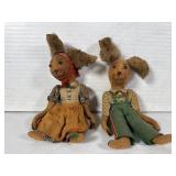 Pair of Vintage Felt Rabbit Dolls