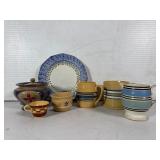 Group of Seven American Folk Art Yellowware and Mo