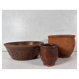 Three Pieces of Primitive Utilitarian Redware
