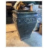Large Glazed Terracotta Tapered Square Planter