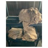 Three Vintage Stenciled Burlap Sacks