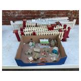 Vintage Cardboard Christmas Putz Houses and Fencin