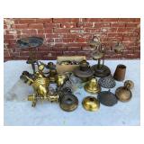 Assortment of Antique Brass Lighting Fixtures