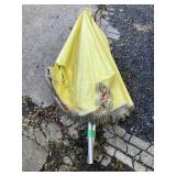 Vintage Fringed Floral Patio Umbrella