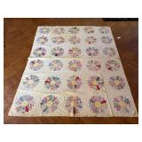 Vintage Dresden Plate Hand-Quilted Patchwork Quilt