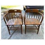 Pair of Colonial Revival Hardwood Captain