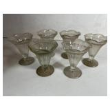 Set of Six Smoky-Grey Ribbed Glass Sundae Dishes