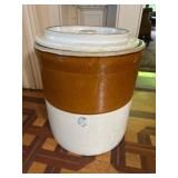 Six-Gallon Two-Tone Stoneware Crock with Lid