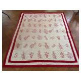 Antique Prize-Winning Redwork Quilt by Mary Pasch