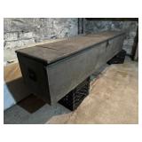Antique Primitive Wooden Trunk with Strap Hinges