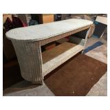 Woven Wicker Console Table with Lower Shelf