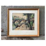 Andrï¿½ Krafft Signed Watercolor Paris River Scene