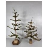 Two Antique German-style Feather Christmas Trees