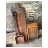 Antique Wood Grain Shovel, Washboard and Board