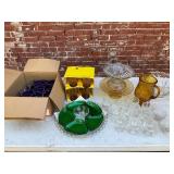 Assorted Vintage Pressed and Colored Glassware Col
