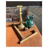 Group of Vintage Brass Hardware and Glass Insulato