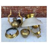 Antique Victorian Brass Library Lamp Components