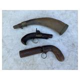 3 Antique Percussion Pocket Pistols