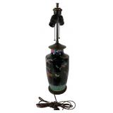 Chinese Famille Noire Porcelain Bird Table Lamp