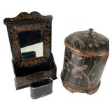 Hand-Painted Toleware Shelf and Canister