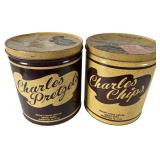 Pair of Vintage Charles Chips and Pretzels Tins