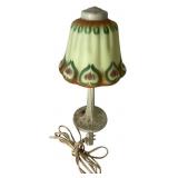 1920 Painted Glass Electric Table Lamp.