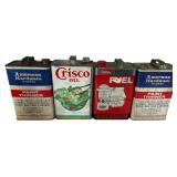 Collection of Vintage One Gallon Lithograph Tins