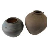 A Pair of Large Stoneware Storage Jars