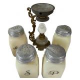1930s McKee Roman Arch Milk Glass Kitchen Set