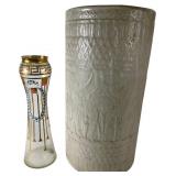 Two Ceramic and Glass Decorative Vases
