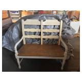 Two-Seat Colonial Revival Ladder-Back Wooden Sette