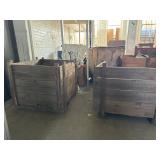 Pair of Large Industrial Slotted Wooden Storage C.
