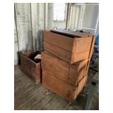 Four Industrial Softwood Storage Crates