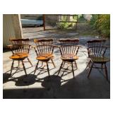 Set of 4 Colonial Revival Windsor Captains Chairs