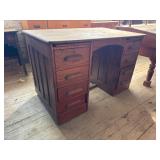 Oak Flat Top Double Pedestal Office Desk