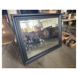 Large Rectangular Wood Framed Wall Mirror