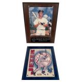 Two Mickey Mantle and Derek Jeter Yankees Plaques