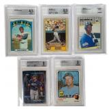A Collection of Five Graded Baseball Cards