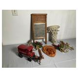 Vintage Washboard and Assorted Decorative Items