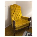 Mid-Century Spanish Revival Tufted Mustard Velvet