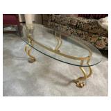 Neoclassical Style Gilt Metal Oval Coffee Table