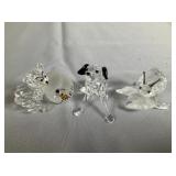 Trio of Faceted Crystal Animal Figurines